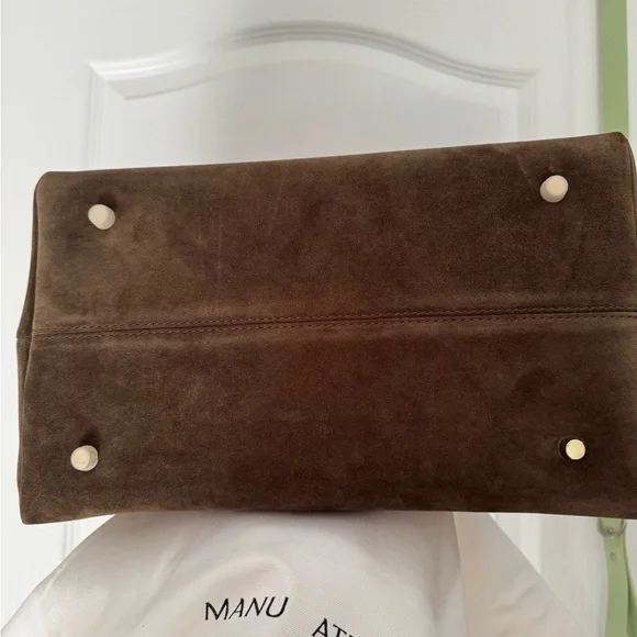 Manu Atelier Le Cambon Tobacco Green Suede Bag - Picture 7 of 11